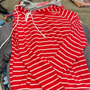 Striped Red and White Women's Hoodie